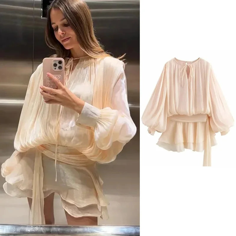Fashion Ruffles Hem Mini Dress