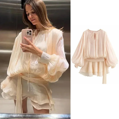 Fashion Ruffles Hem Mini Dress