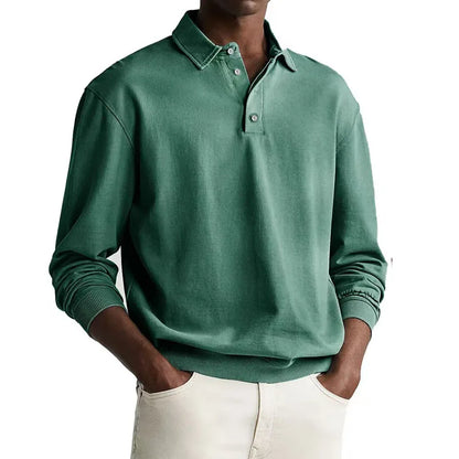 Men’s Long Sleeve Business Casual Cotton Polo