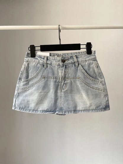 High Waist Denim Mini Skirt