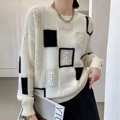 O-Neck Square Pattern Sweater