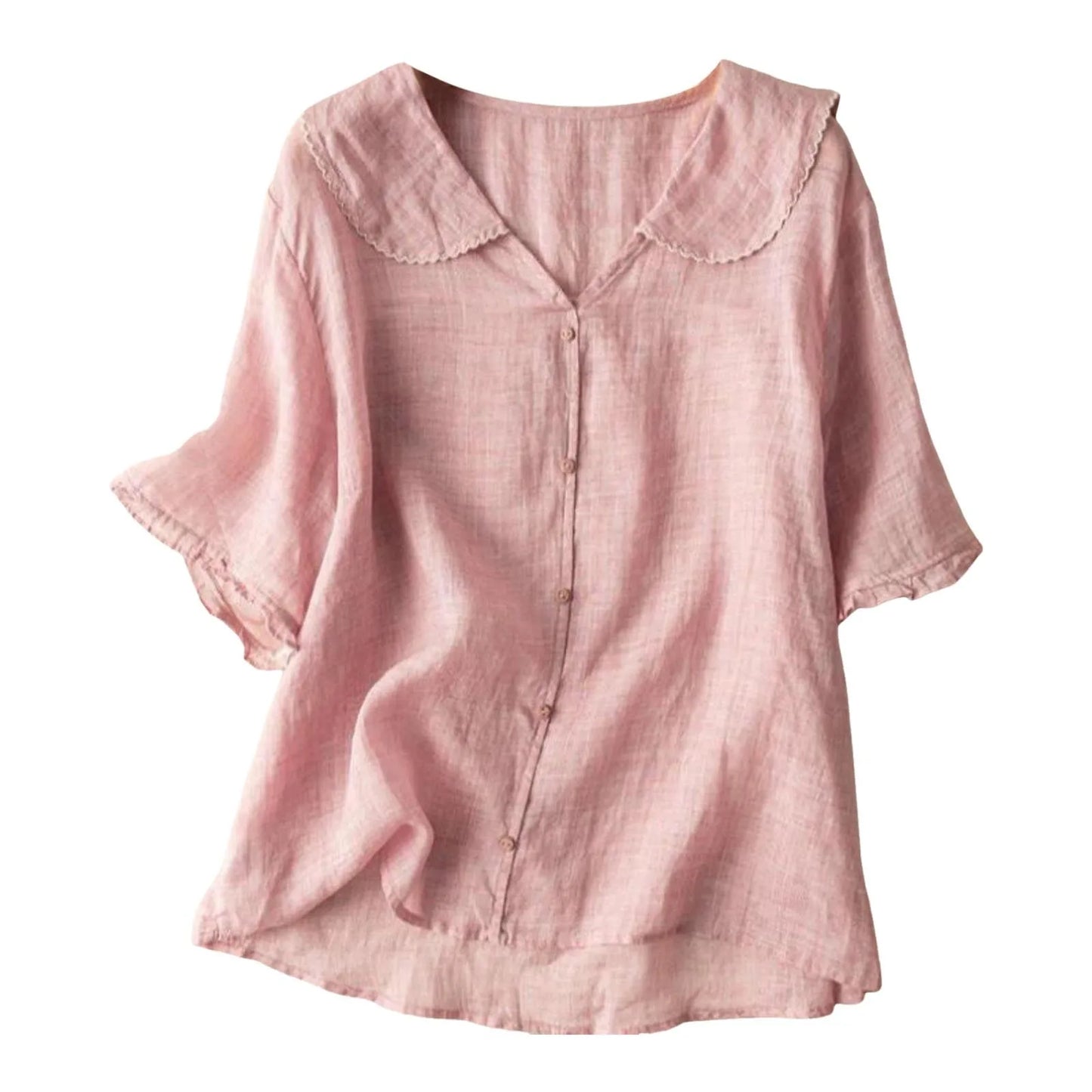 Classic Navy Collar Summer Blouse