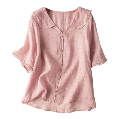 Classic Navy Collar Summer Blouse