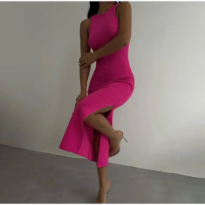 SculptKnit Sleeveless Split Midi Dress