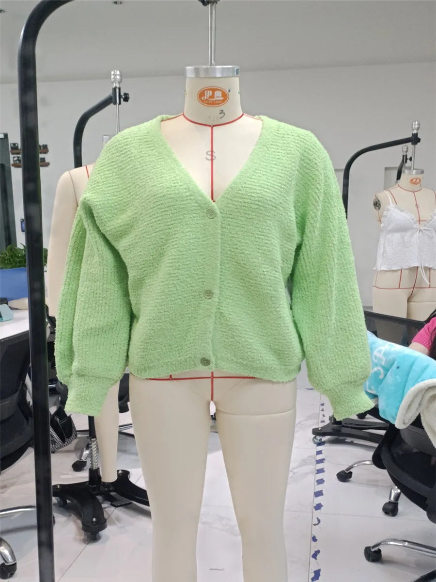 Cozy Vibe Fuzzy Button-Up Cardigan