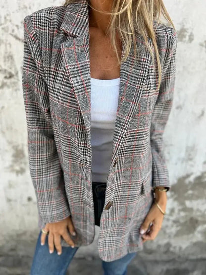 Elegant Houndstooth Office Suit Jacket