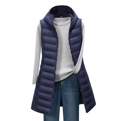 ThermaGlow Hooded Mid-Length Vest Coat
