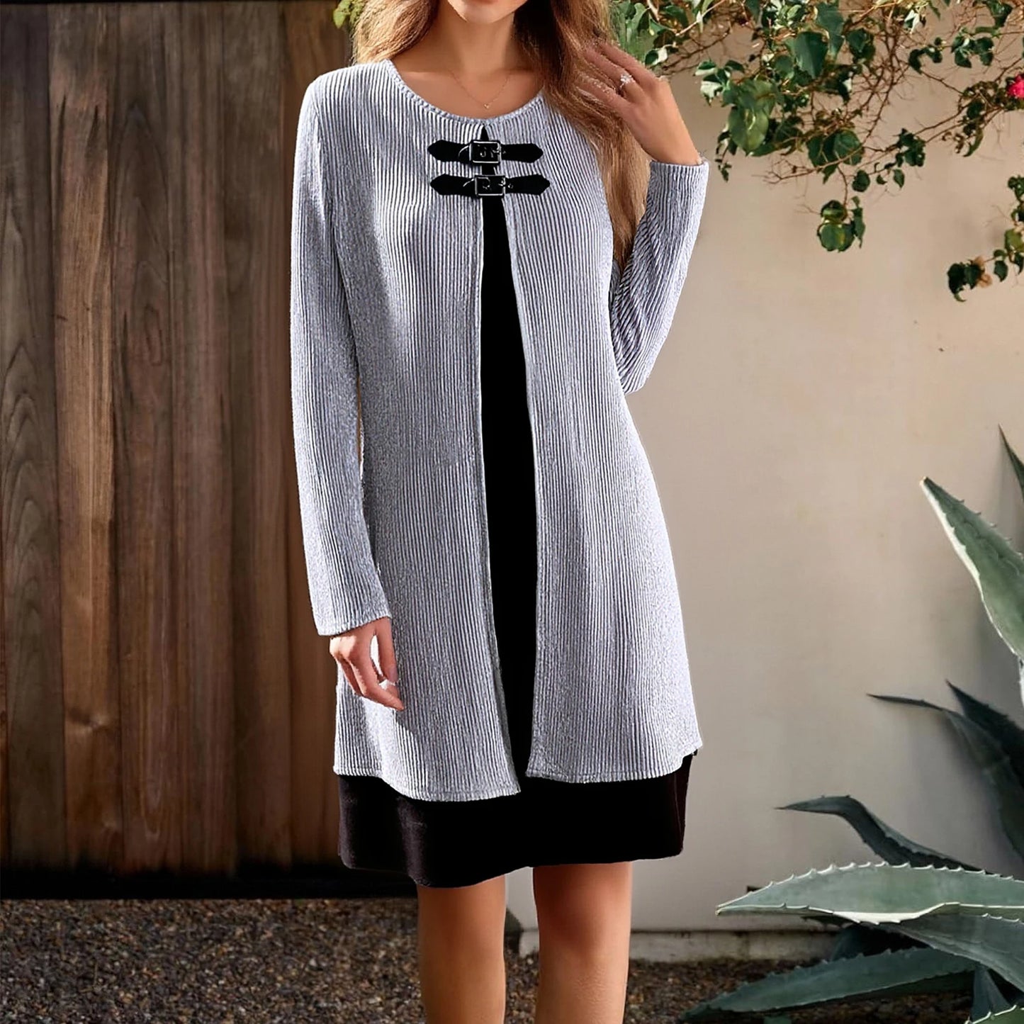 Women’s Solid Long Sleeve Dress