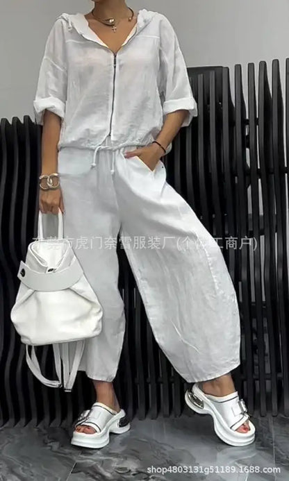 Casual Cotton Linen Two-Piece Set