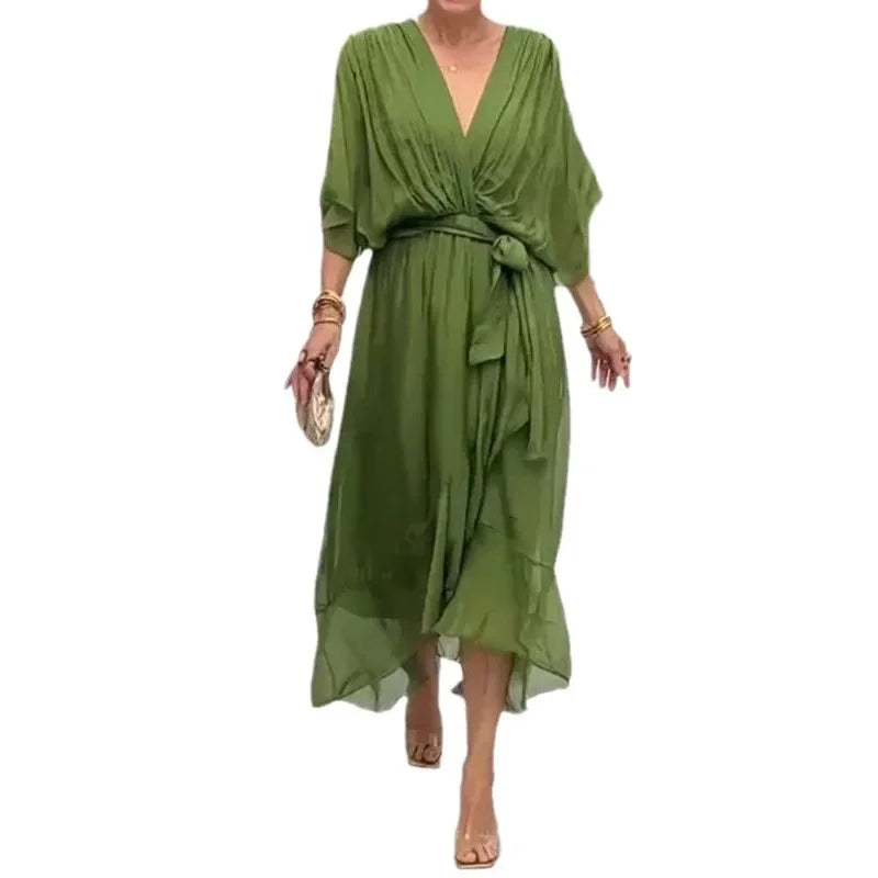 Chic V-Neck Long Dress