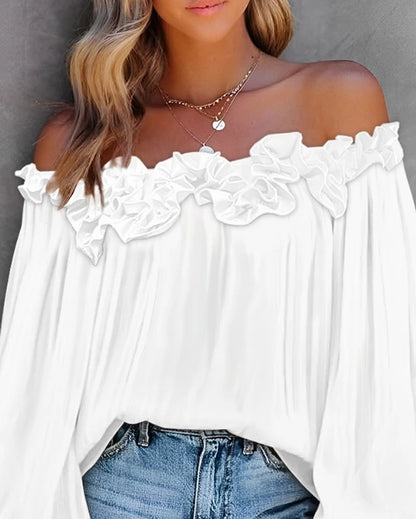 Ruffle Edge Long Sleeve Blouse