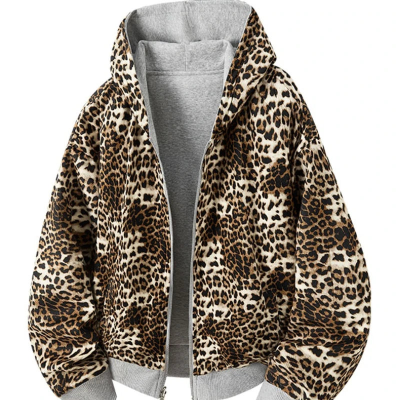 Leopard Print Reversible Hoodie