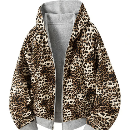Leopard Print Reversible Hoodie