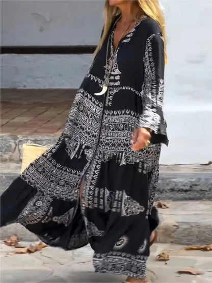 Boho Spirit Ethnic Print Maxi Dress