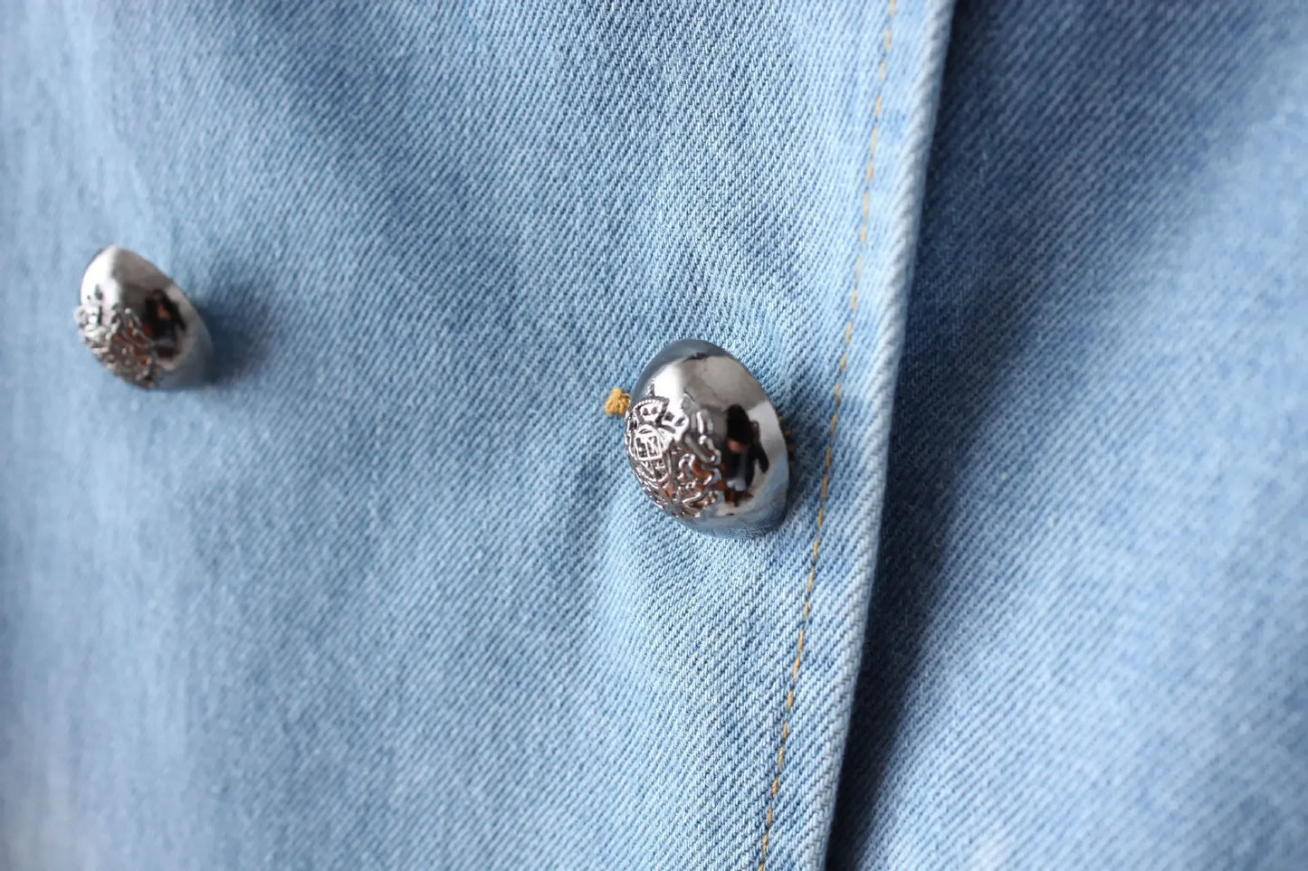 Cape Luxe Double-Breasted Denim Coat