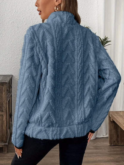 Wool Blend Patchwork Zip Hoodie