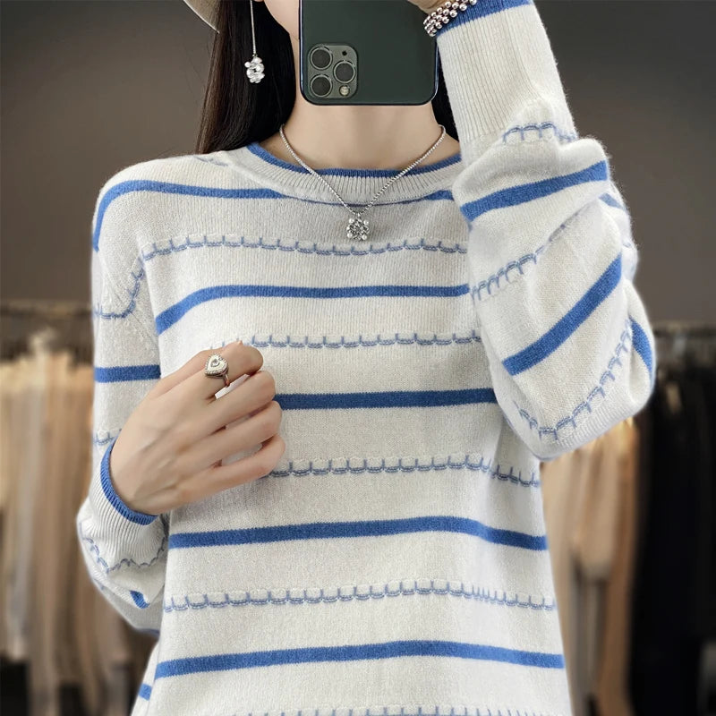 Women’s Striped Cotton Pullover Sweater