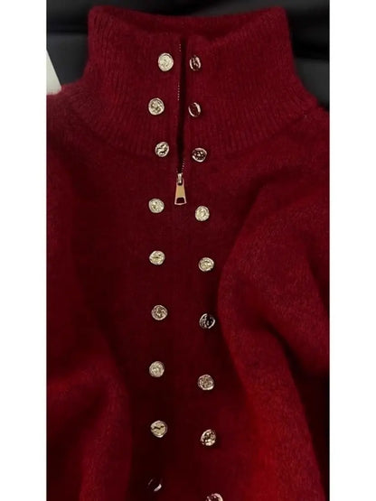 Luxe Fluff Double-Breasted Knit Cardigan