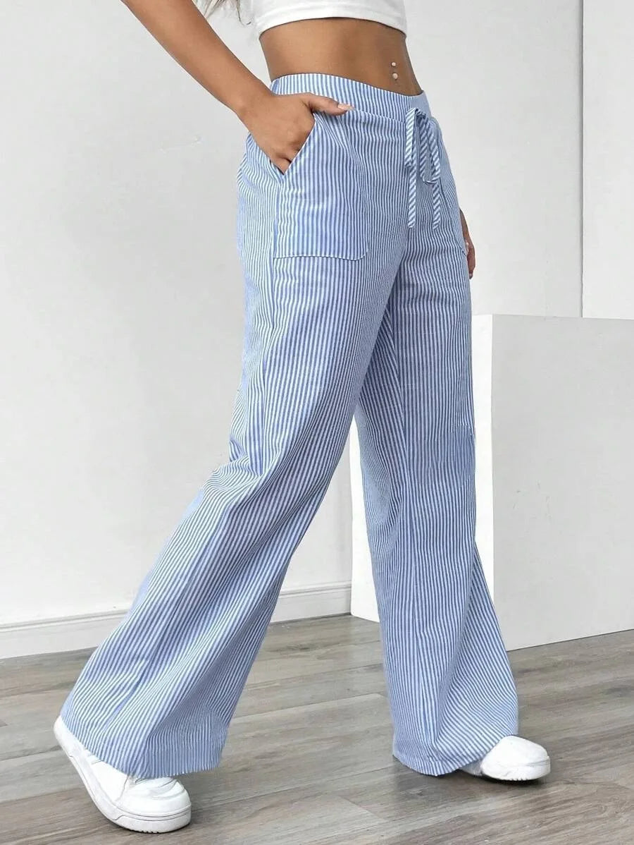 Striped Wide Leg High Waist Pants