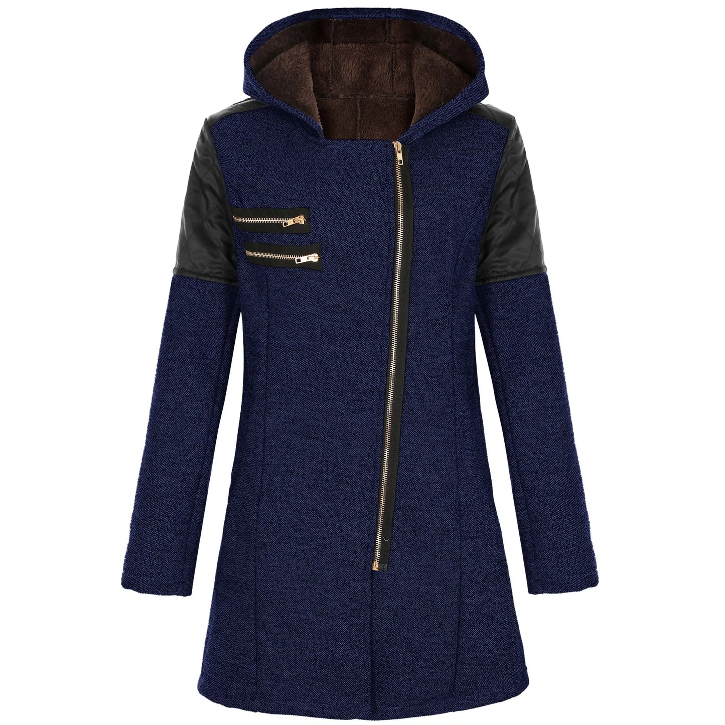 Women’s Mid-Length Hooded Loose Tweed Trench Coat