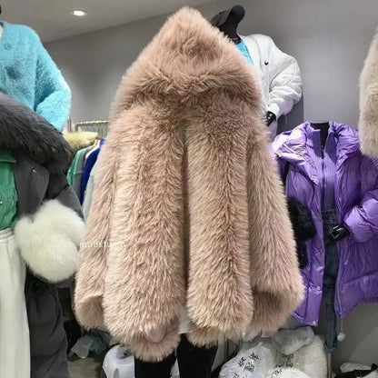 Fur Mist Hooded Splice Jacket