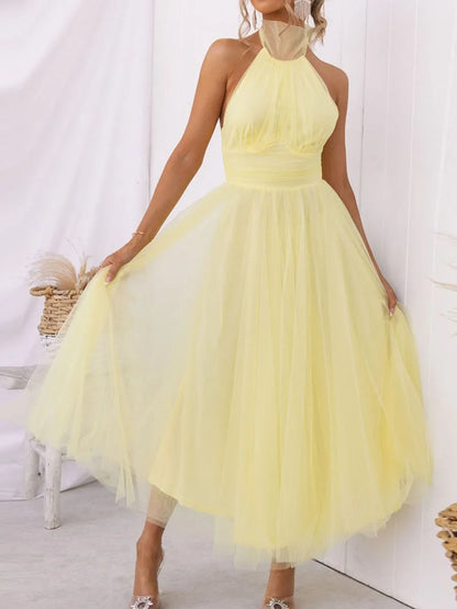 Chiffon Halter Neck Dress