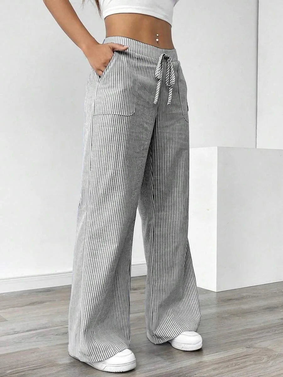 Striped Wide Leg High Waist Pants