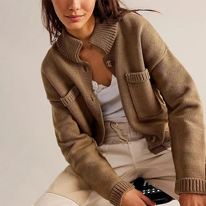 Cozy Grace Stand Collar Knit Coat