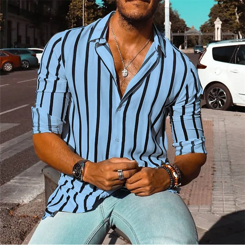 Striped Comfort Lapel Resort Shirt