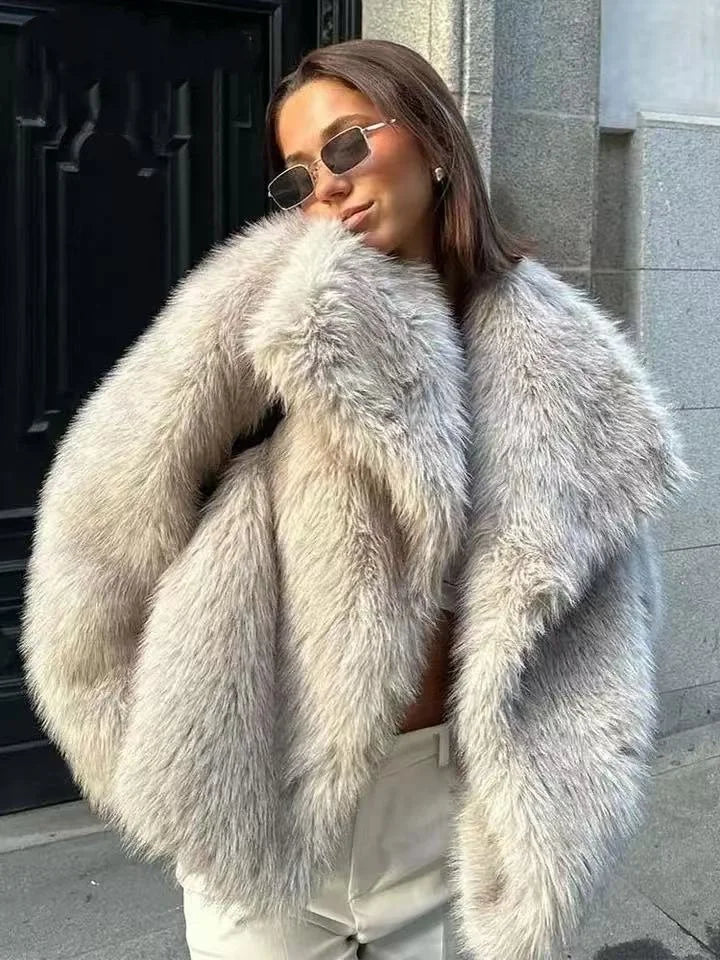 Fur Belle Turn-Down Collar Jacket