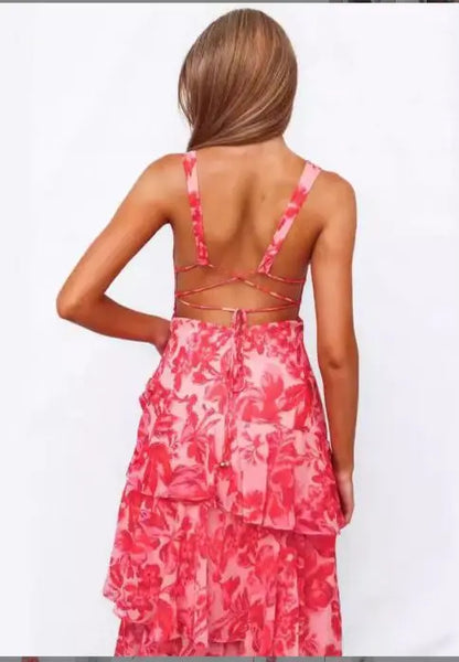 Breezy Halter Neck Ruffle Beach Dress