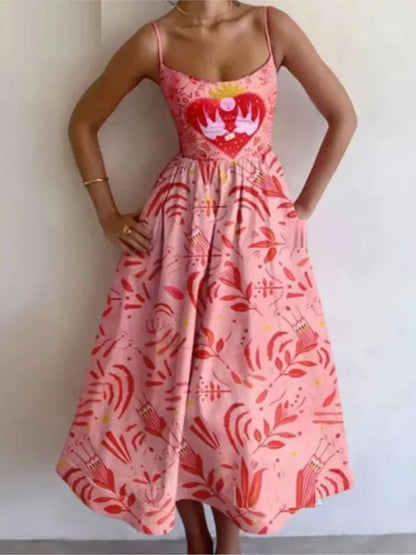 Fish & Shrimp Print Maxi Dress