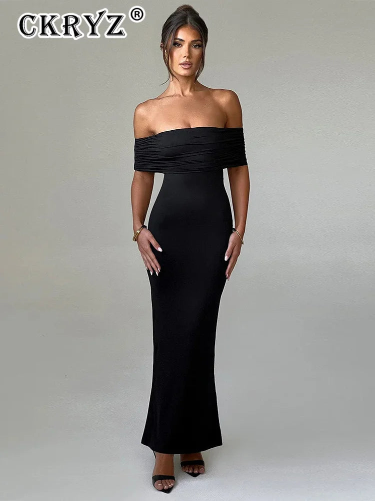 Sexy Strapless Backless Bodycon Maxi