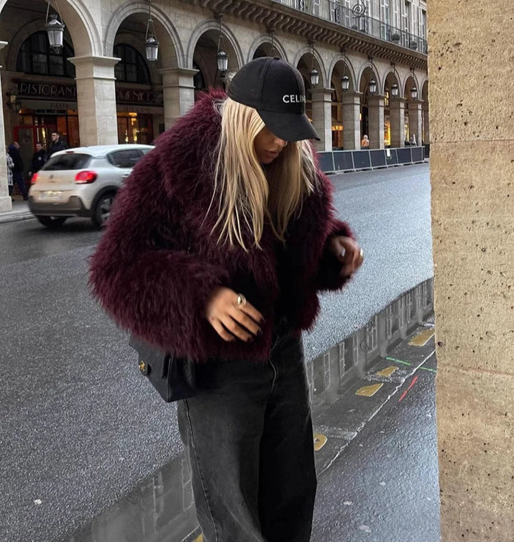 Long Sleeve Fur Coat