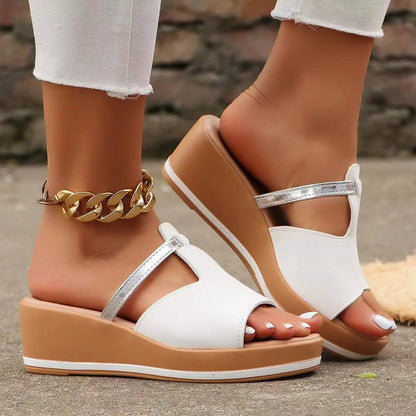 Gold Wedge Platform Sandals