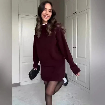 O-Neck Long Sleeve Outfit