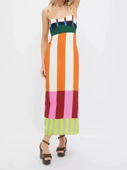 Rainbow Stripes Boho Party Dress