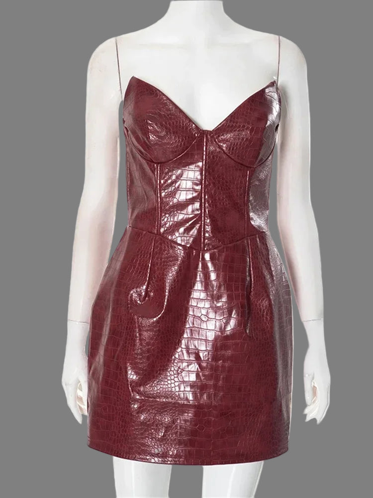 Midnight Luxe Strapless Leather Dress