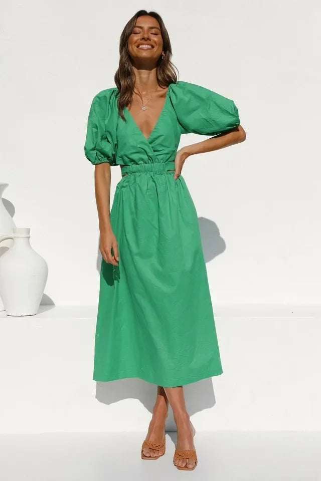Sweet Bloom Puff Sleeve Dress