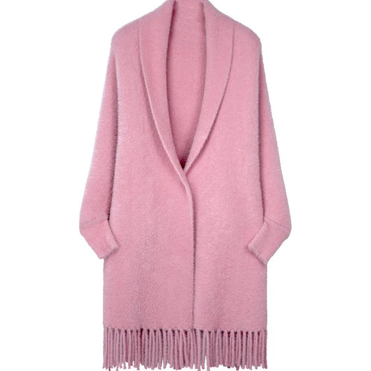 Plush Mink Knit Cardigan Cloak