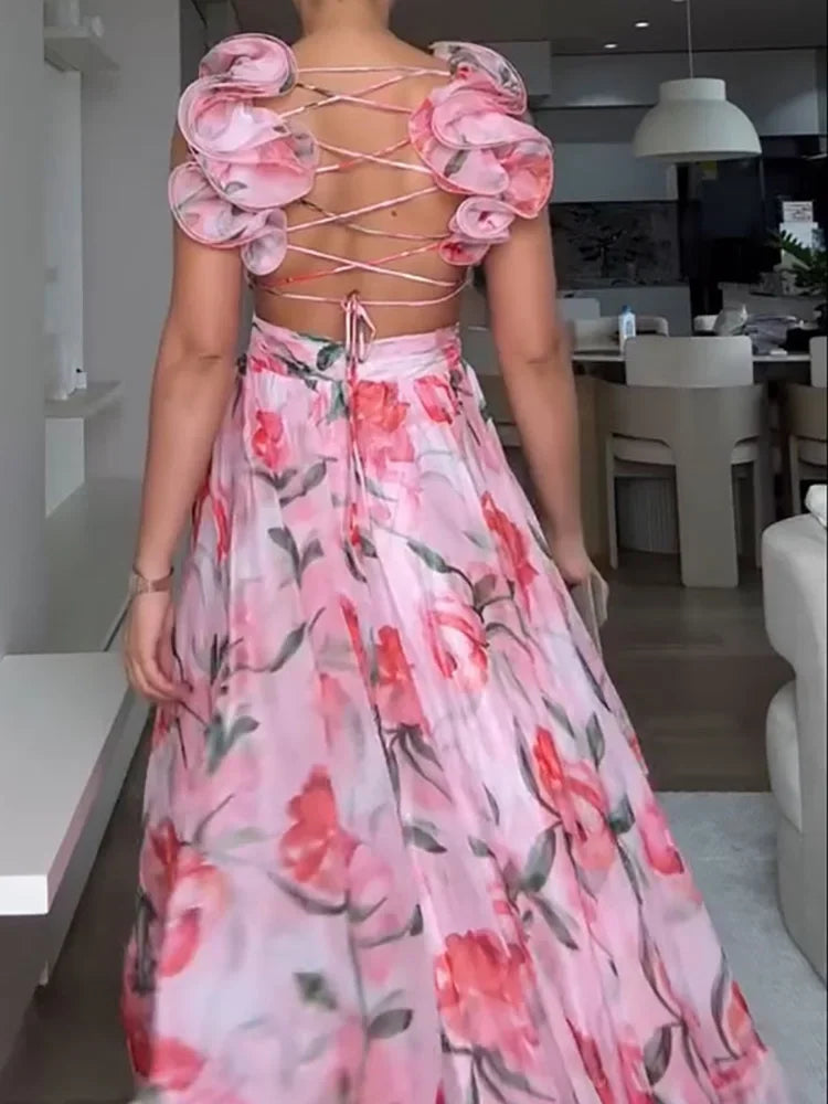 Elegant Waves Long Maxi Dress