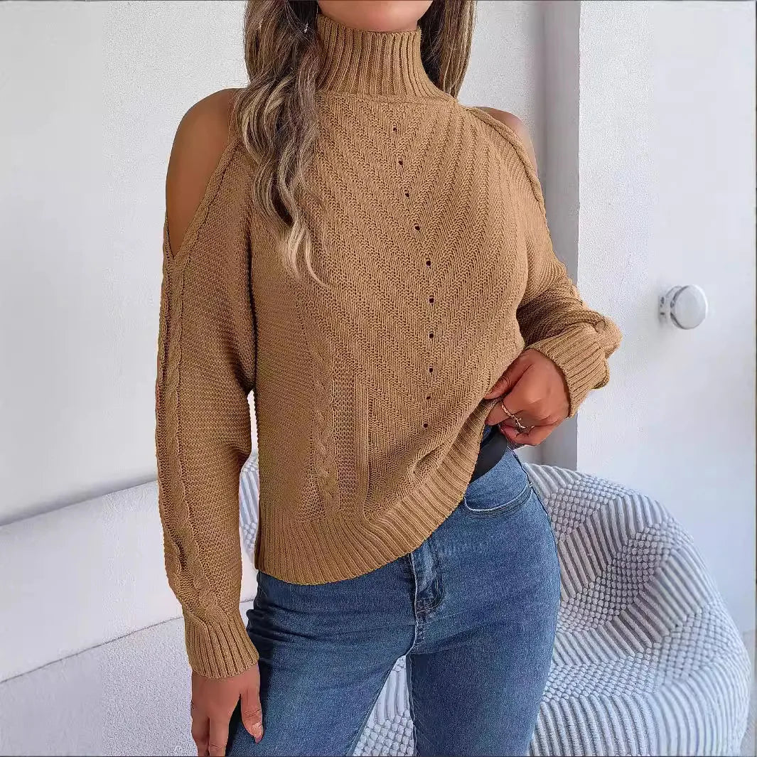 Chill Grace Turtleneck Cold Shoulder Sweater