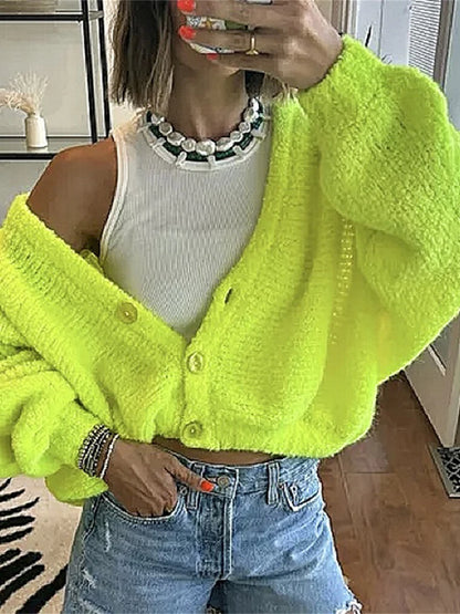 Cozy Vibe Fuzzy Button-Up Cardigan