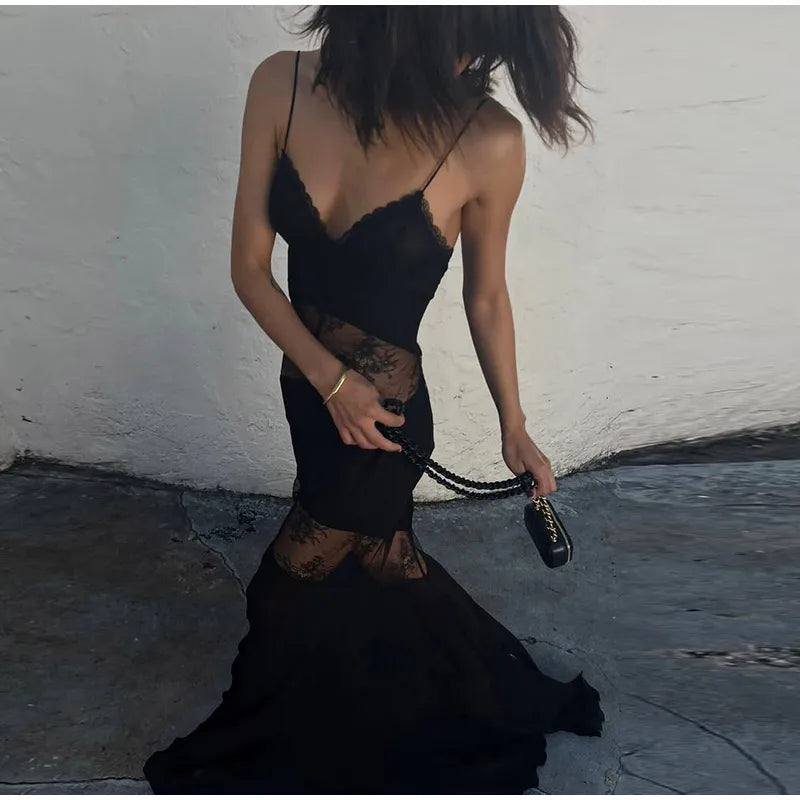 Sexy Lace Backless Maxi Dress