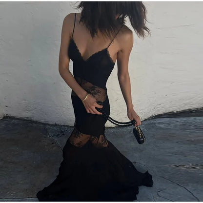 Sexy Lace Backless Maxi Dress