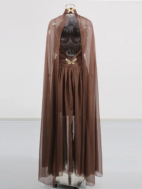 Midnight Metal Elegance Maxi Dress