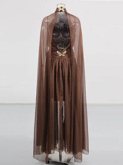 Midnight Metal Elegance Maxi Dress