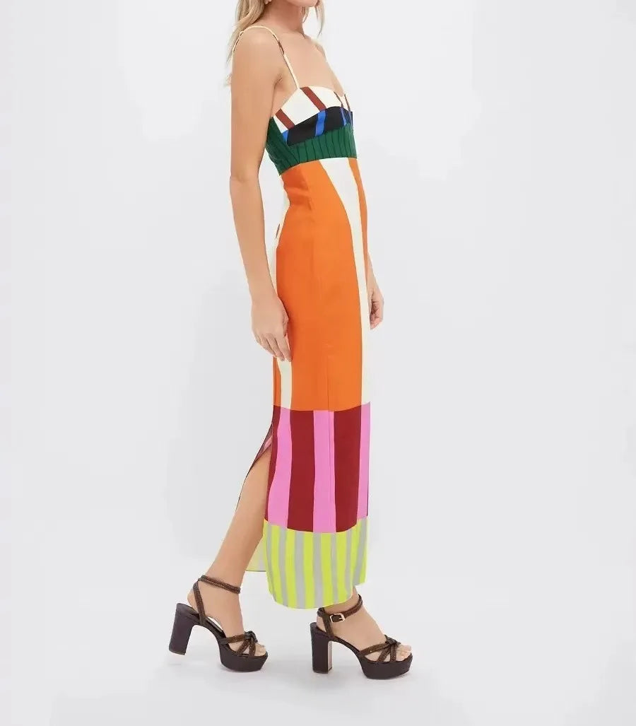 Rainbow Stripes Boho Party Dress