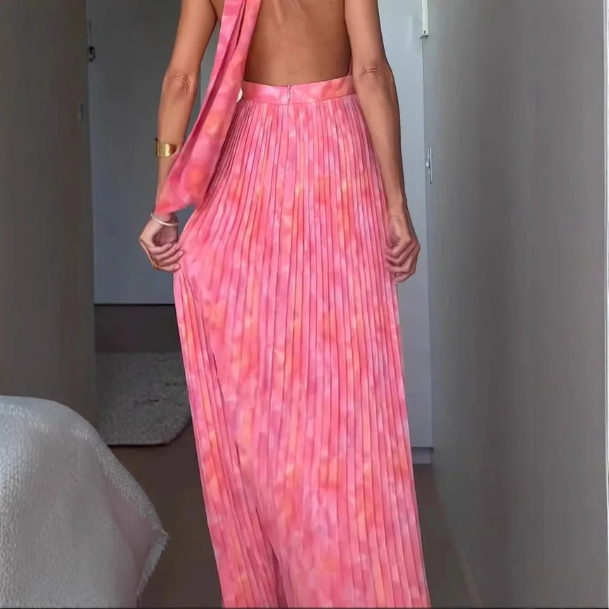 Elegant Deep V Backless Evening Dress