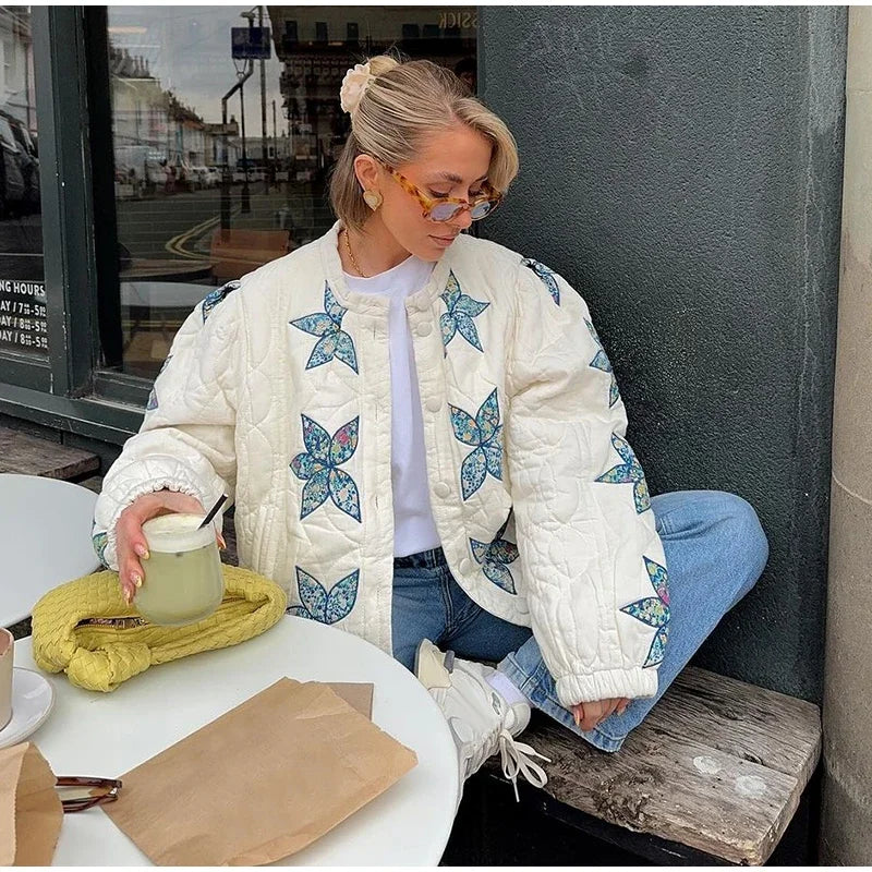 BloomNest Quilted Bomber Jacket